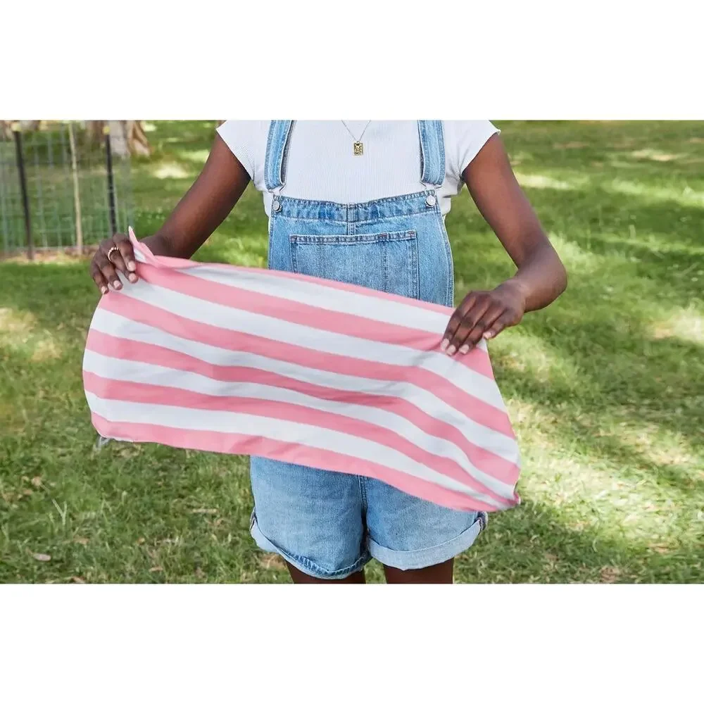 Dock & Bay Cooling Towel Pink Cabana Striped NEW